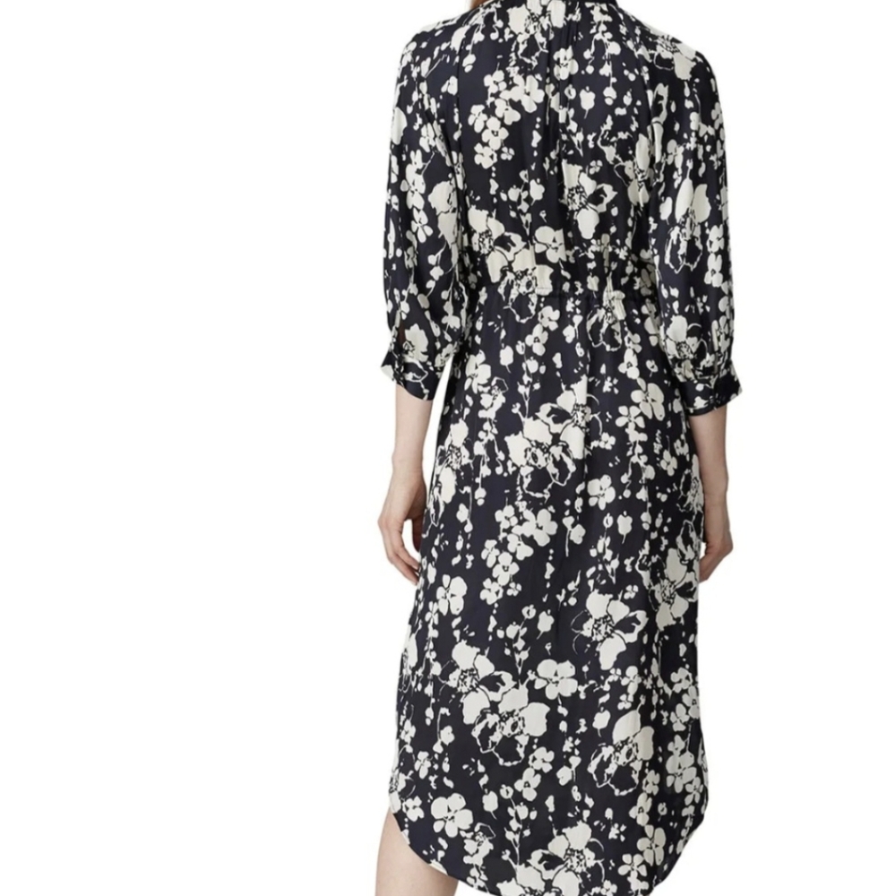 Joie Woman Navy Silk Like Button Print Dress, Size, S - Picture 2 of 14